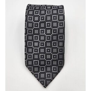 Stafford Pointed Neck Tie Men's‎ One Size Gray Printed 100% Silk Formal Classic